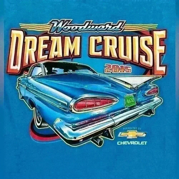 Woodward Dream Cruise 2015 Gildan Men’s Medium Cotton Short Sleeve Graphic Tee - Picture 2 of 7